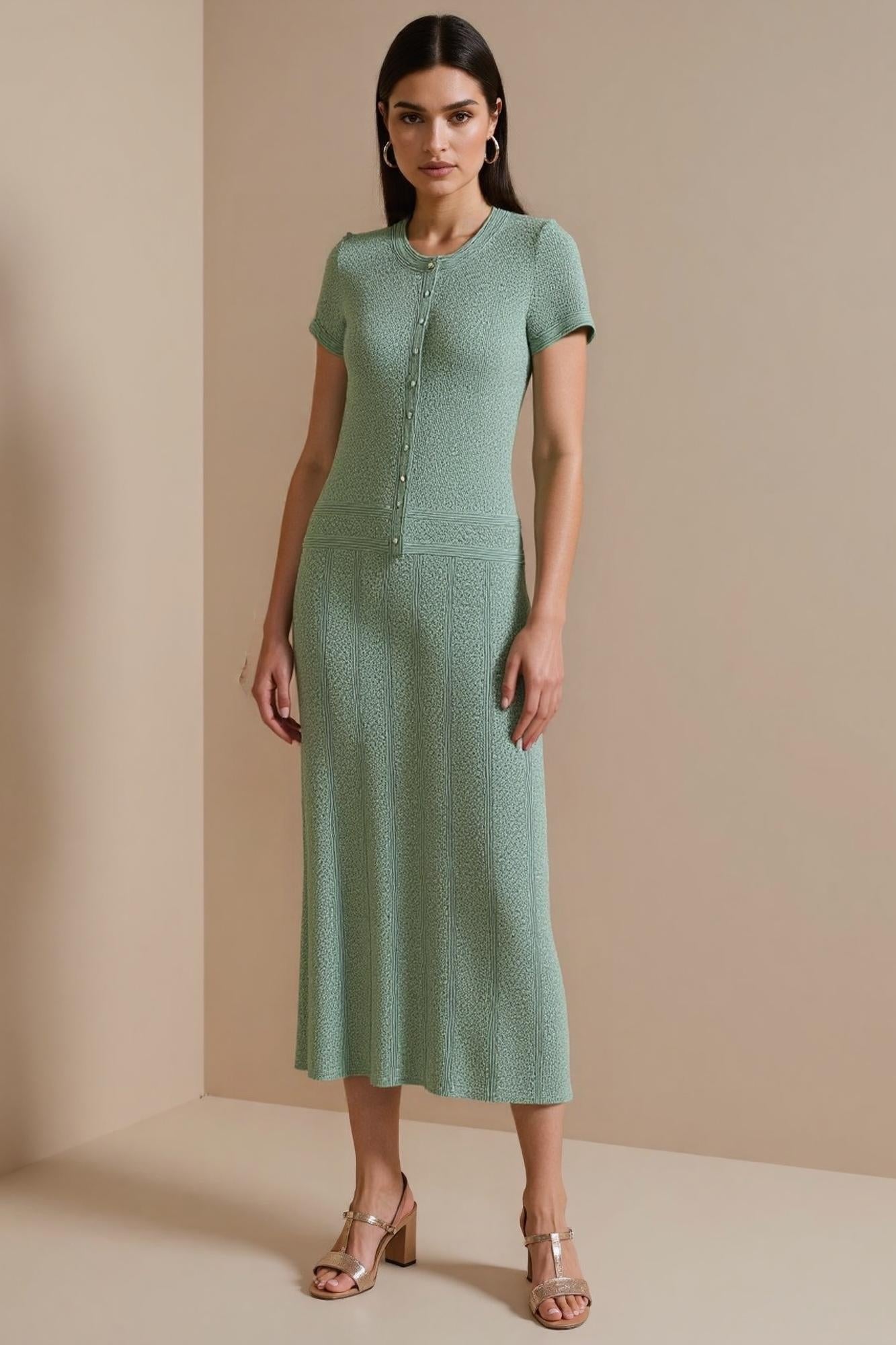 Short Sleeve Midi Knit Dress