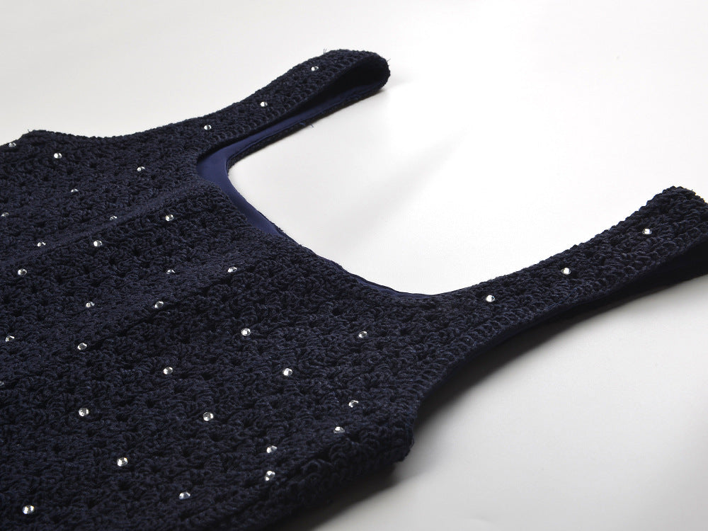 Crystal Crochet Knit Mini Dress