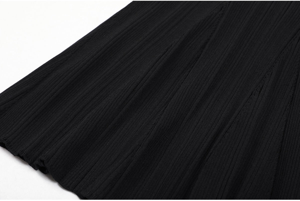 Knit Contrast Lapel Mini Dress