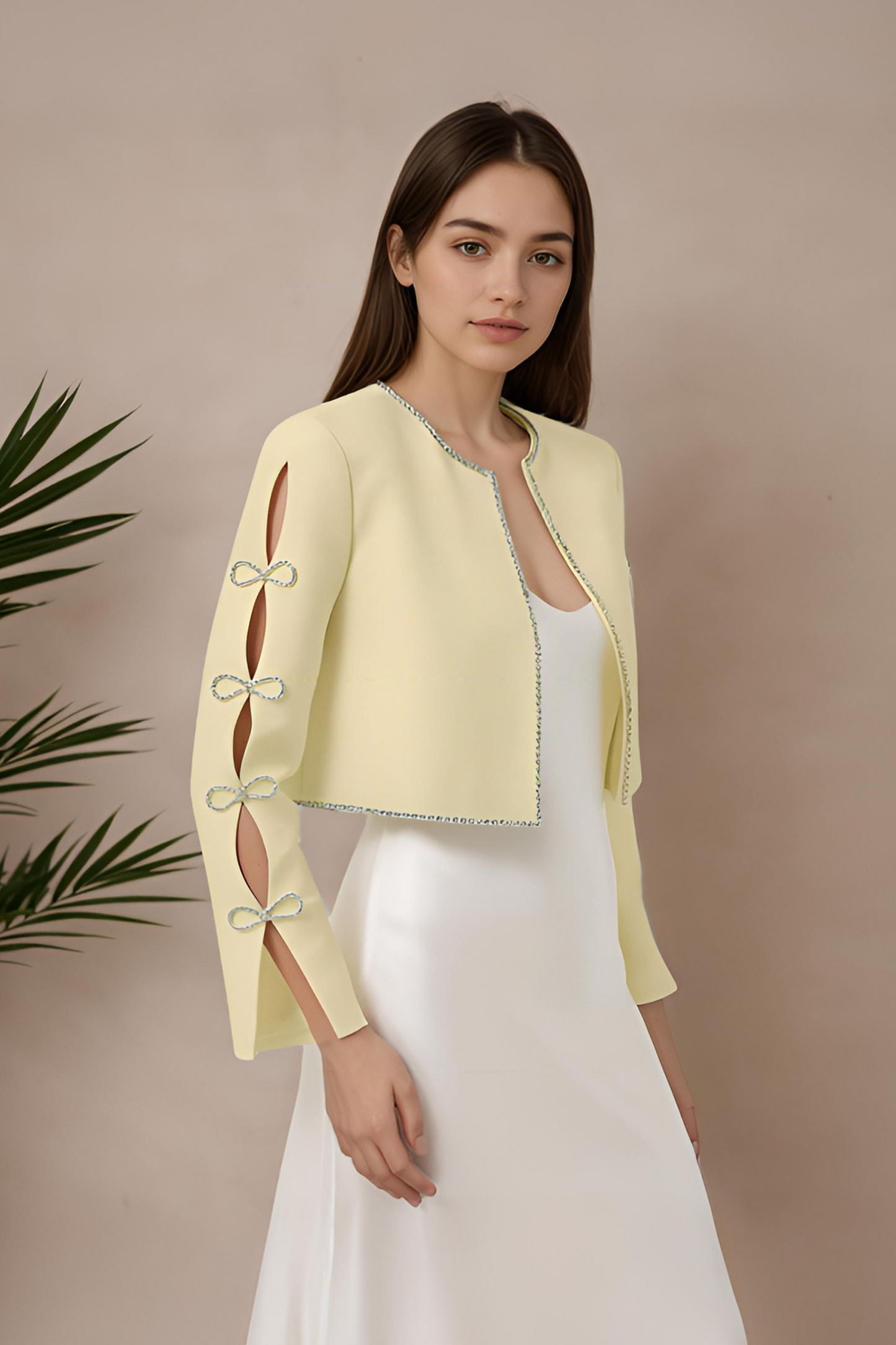 Eira Crystals Short Cape Jacket Yellow