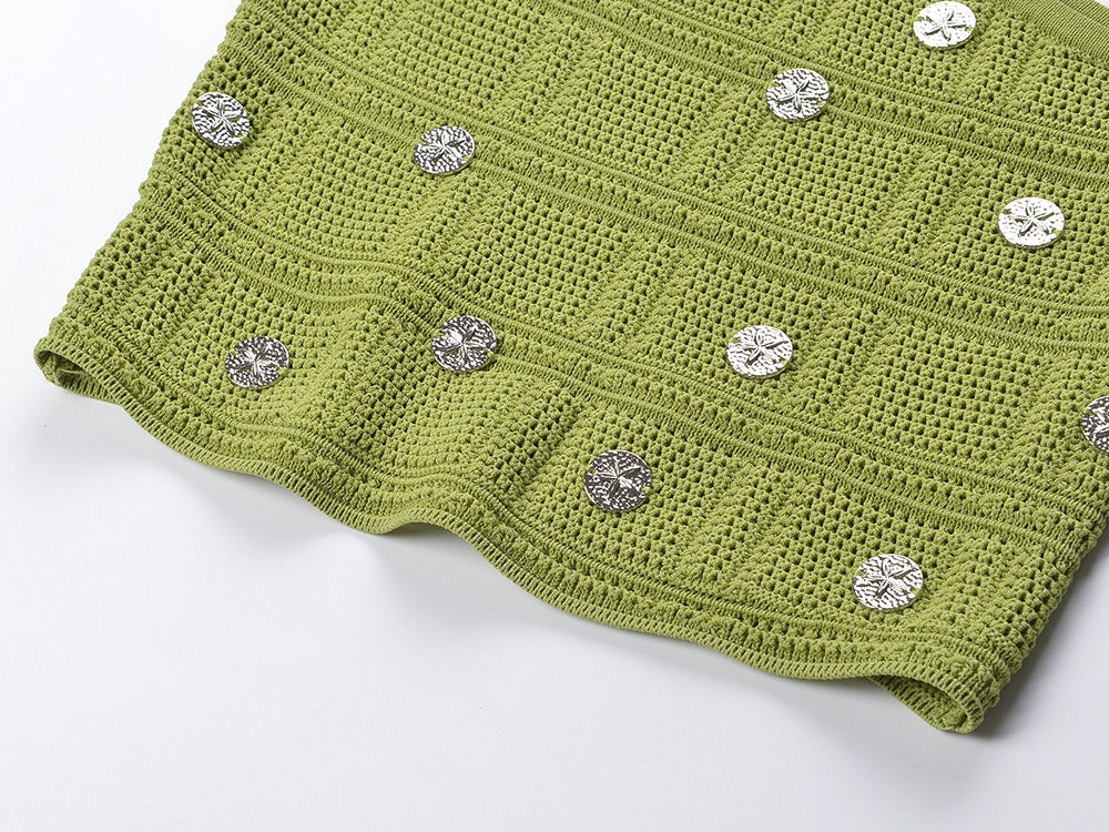 One Shoulder Knitted Top Skirt Set