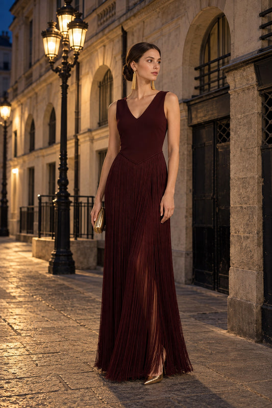 Virelle Fringe Dress • Burgundy