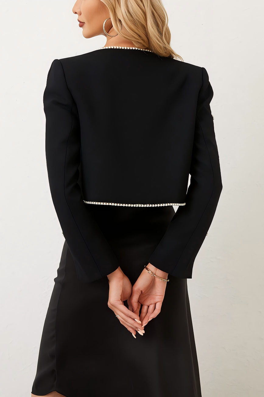 Eira Round Neck Crystal Crop Jacket