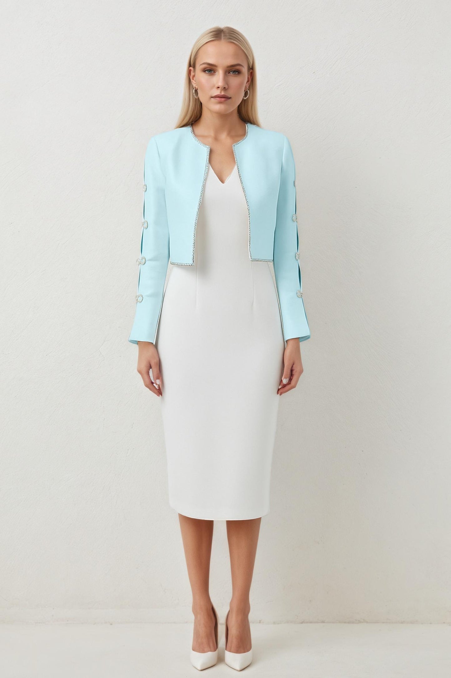Eira Crystals Short Cape Jacket Blue