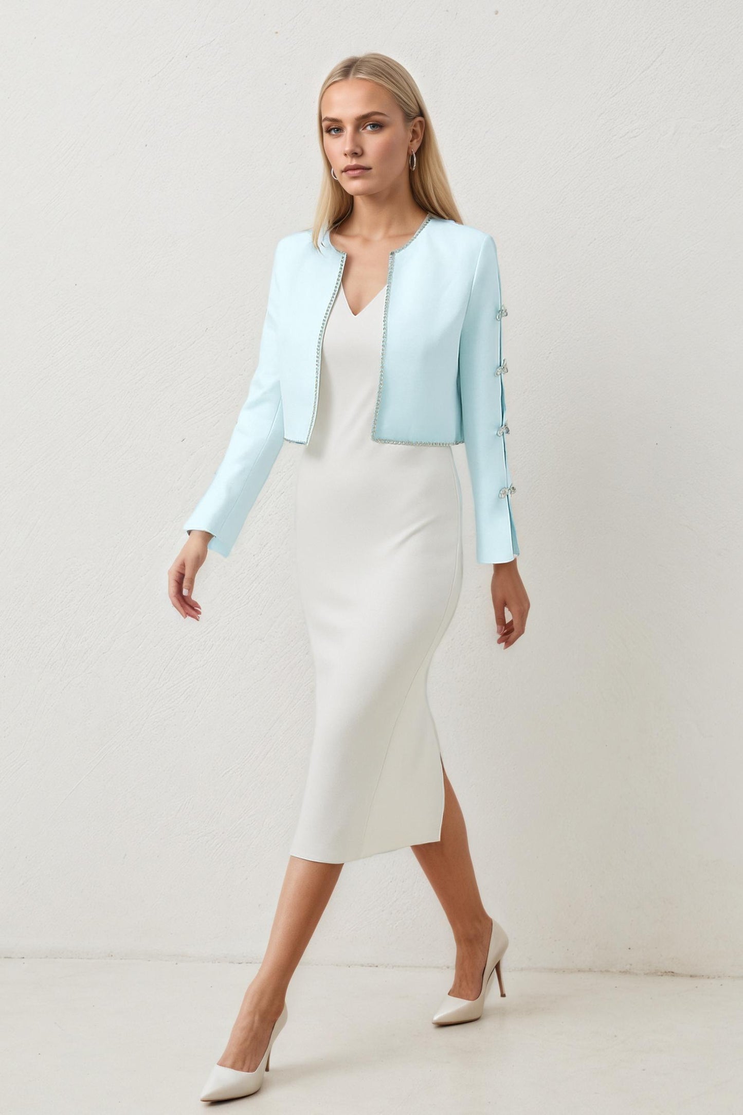 Eira Crystals Short Cape Jacket Blue