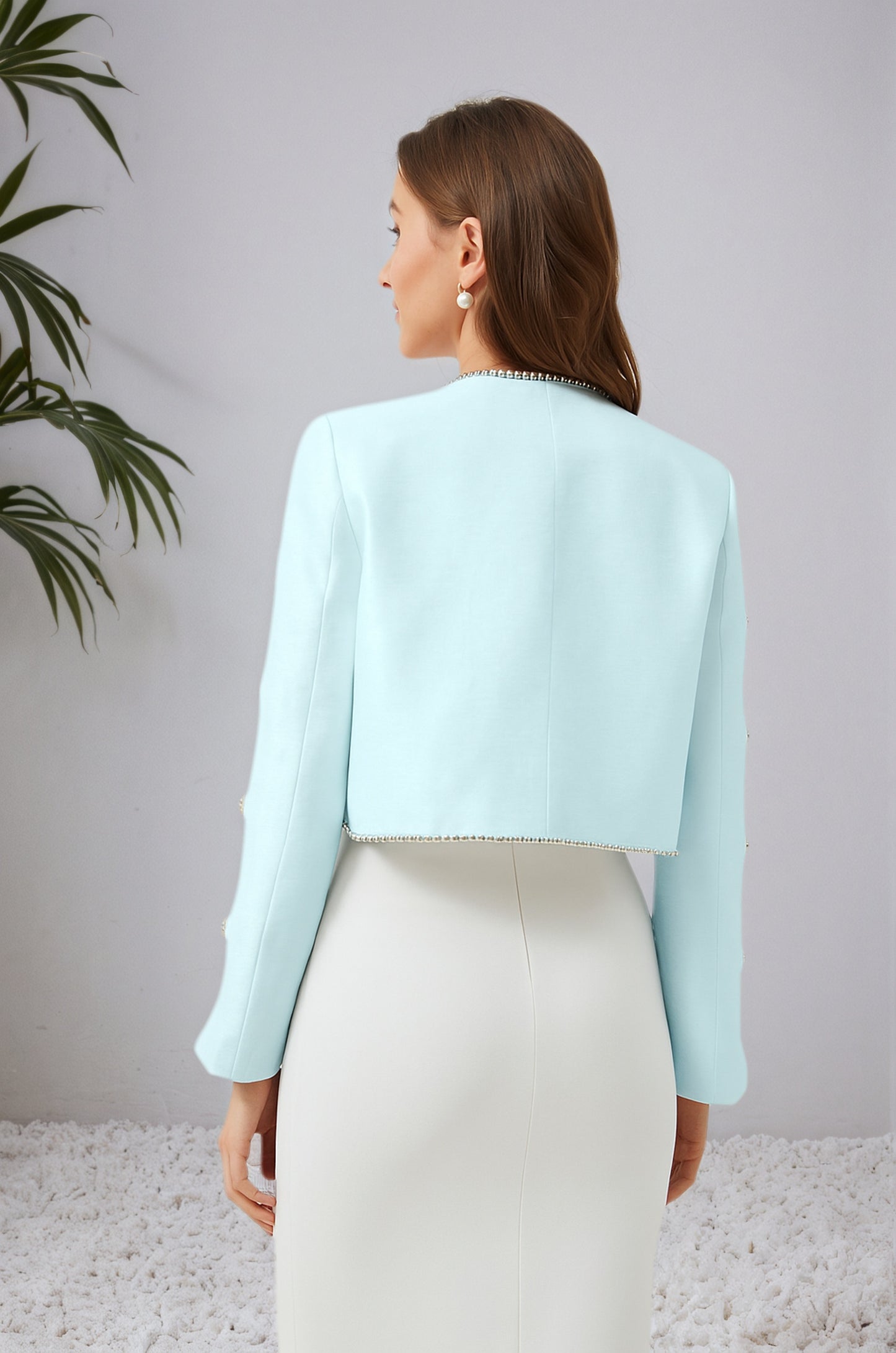Eira Crystals Short Cape Jacket Blue