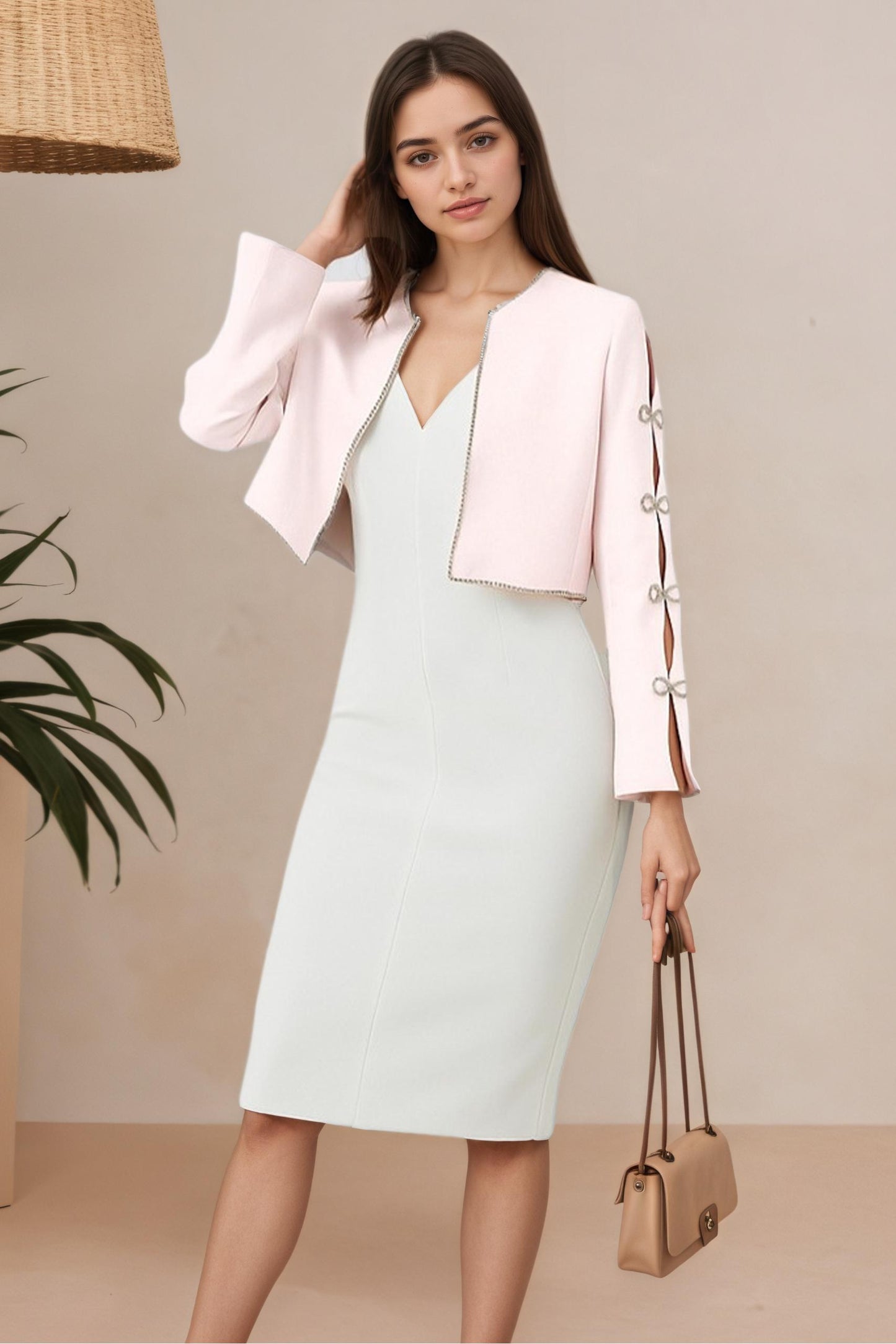 Eira Crystals Short Cape Jacket Pink