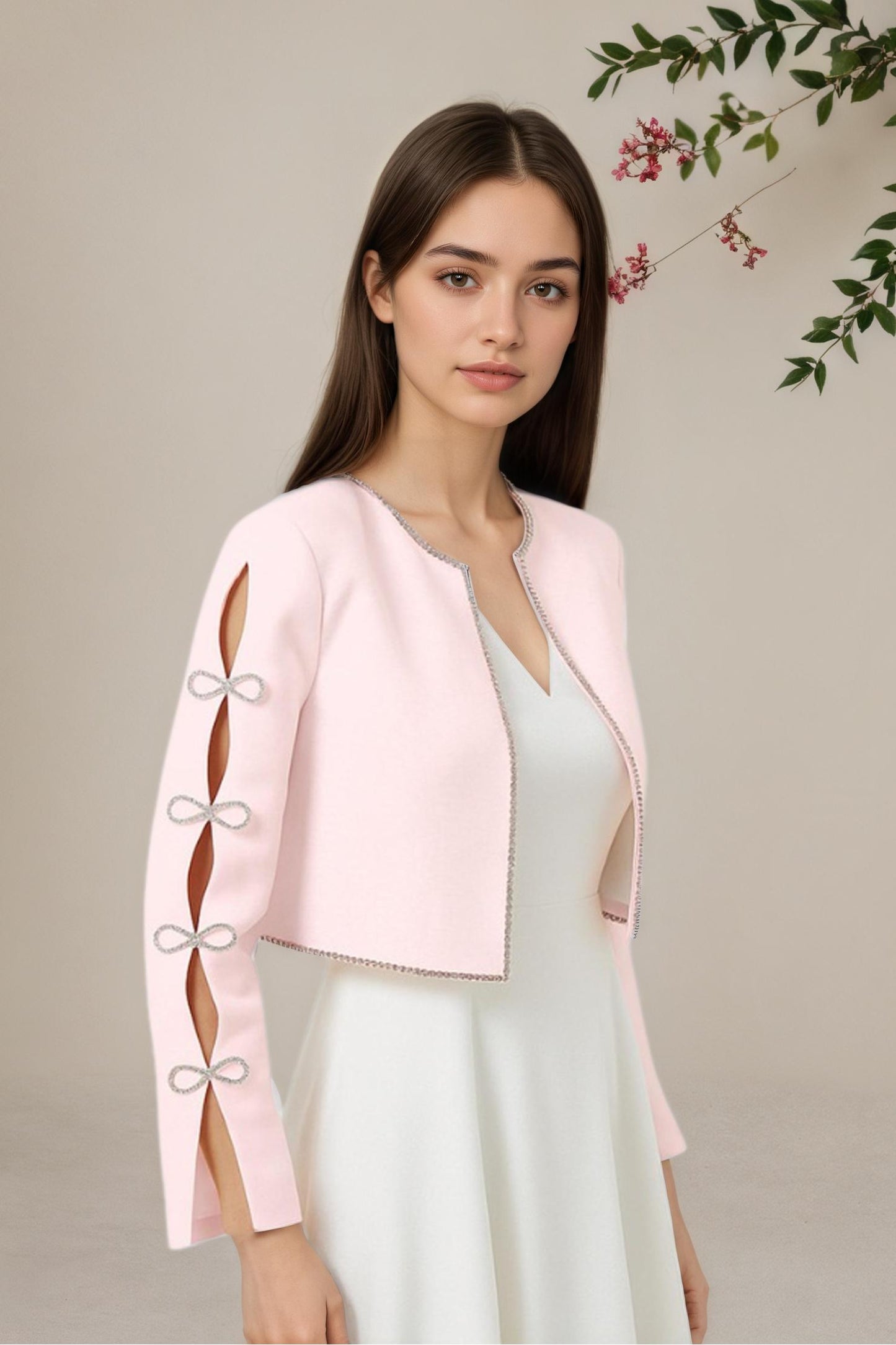 Eira Crystals Short Cape Jacket Pink