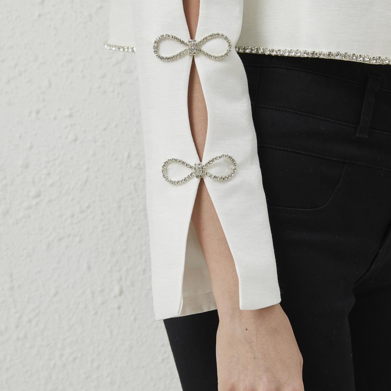Eira Crystals Short Cape Jacket White