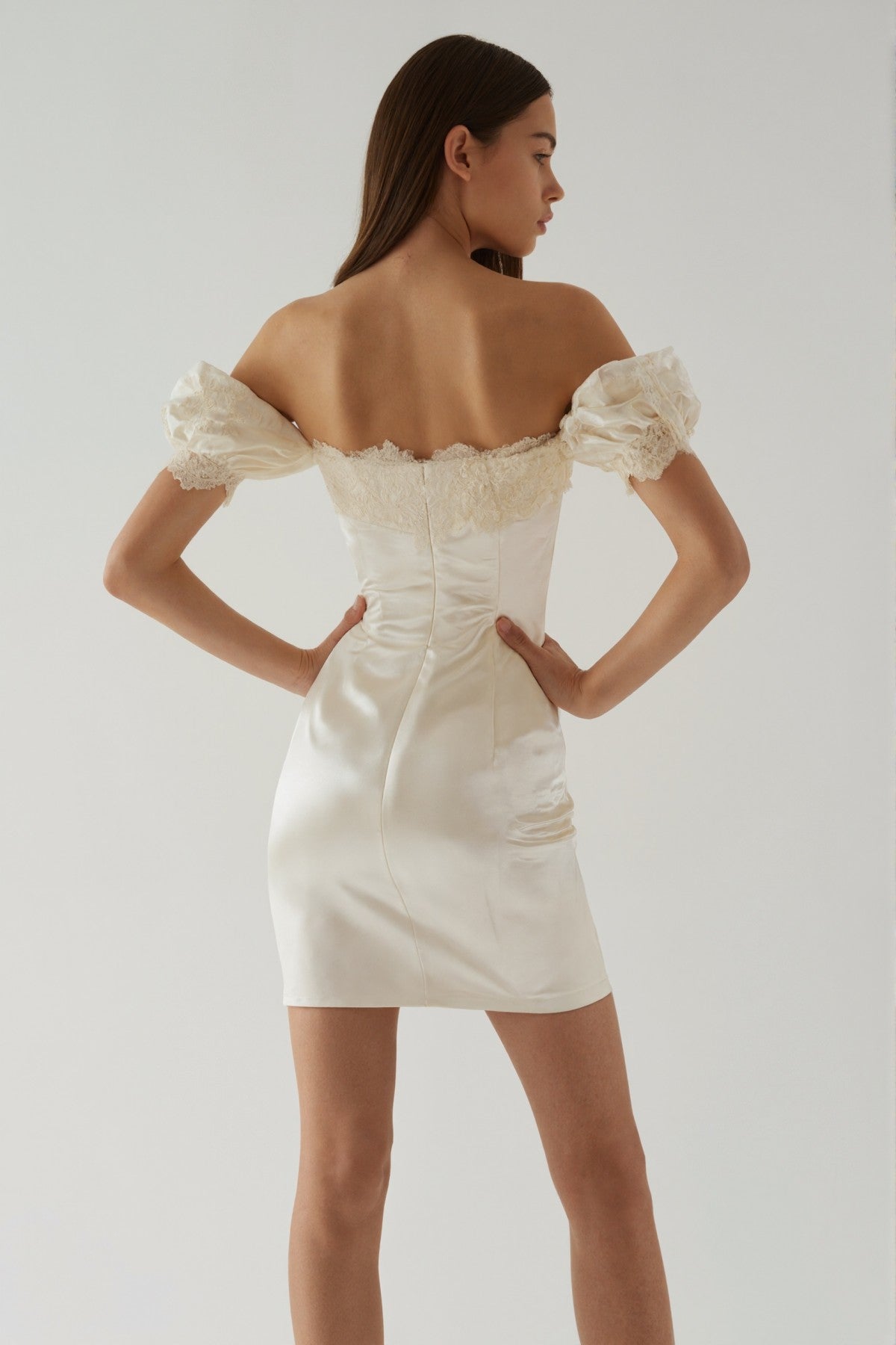 Isolde Puff Sleeve Mini Dress • Ivory