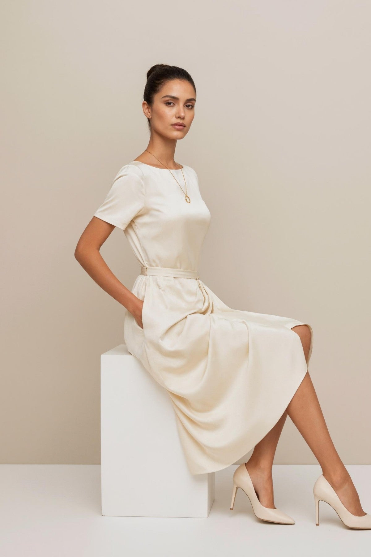 Oriane Midi Dress • Ivory