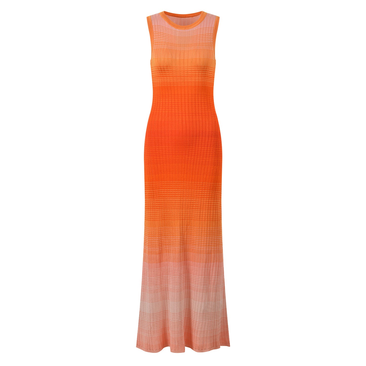 Gradual Color Round Neck Sleeveless Maxi Dress