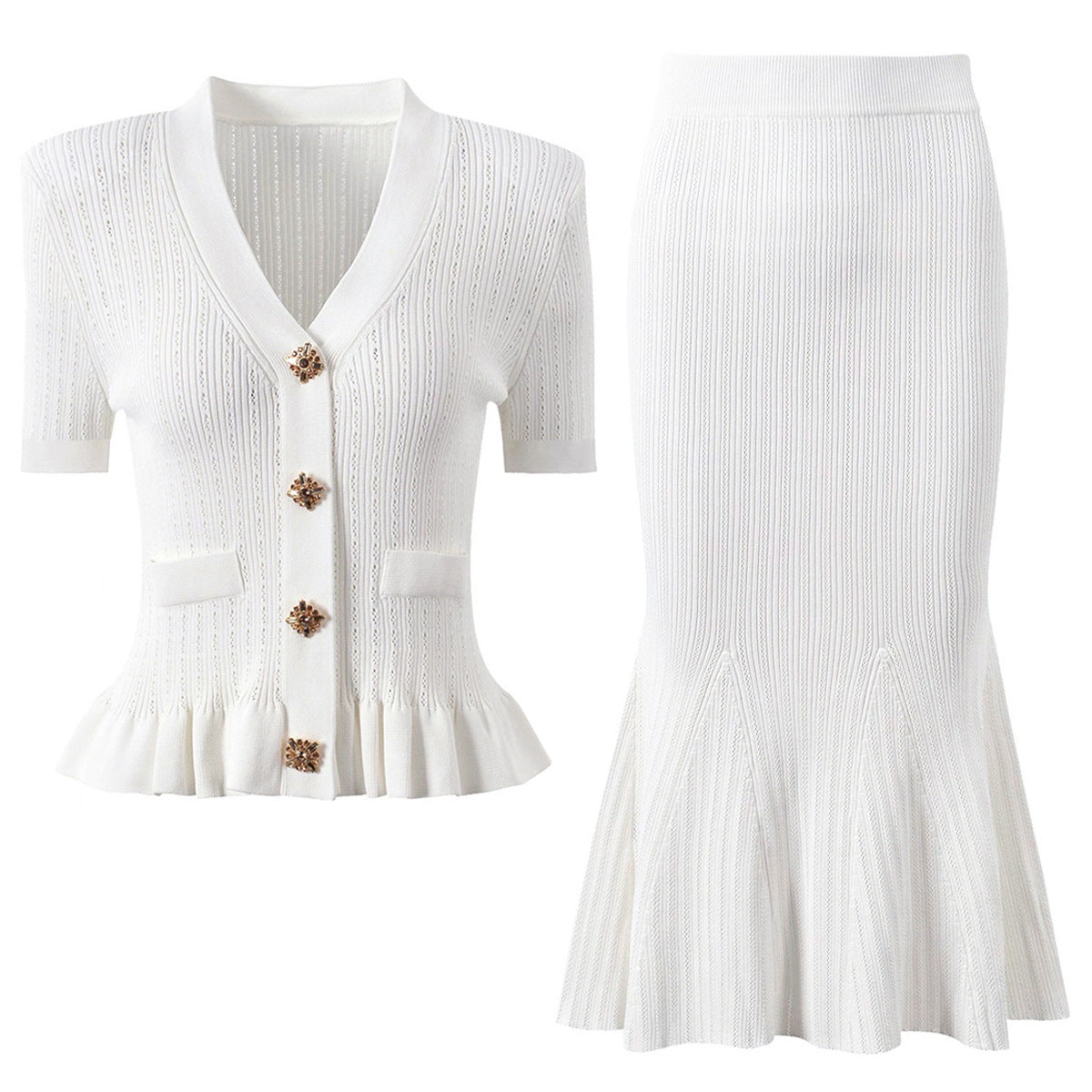 Short Sleeve Knit Top Skirt Set