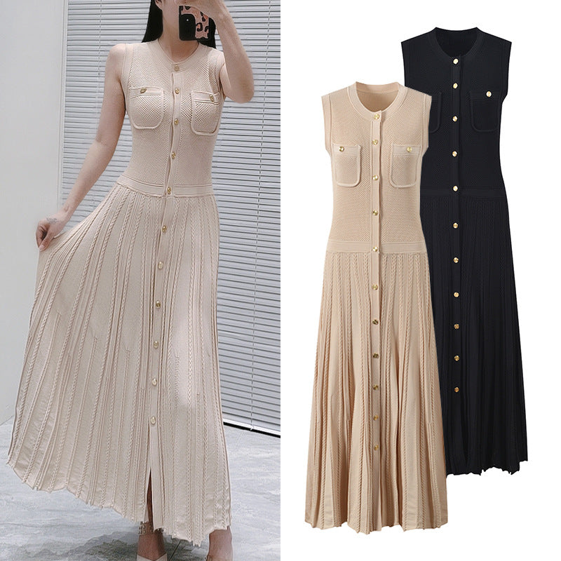 Round Neck Sleeveless Knitted Dress