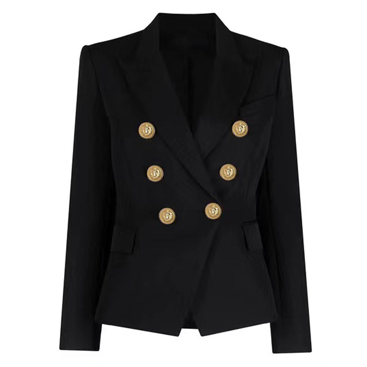 Classic Peak Collar Double Breasted Blazer Jacket