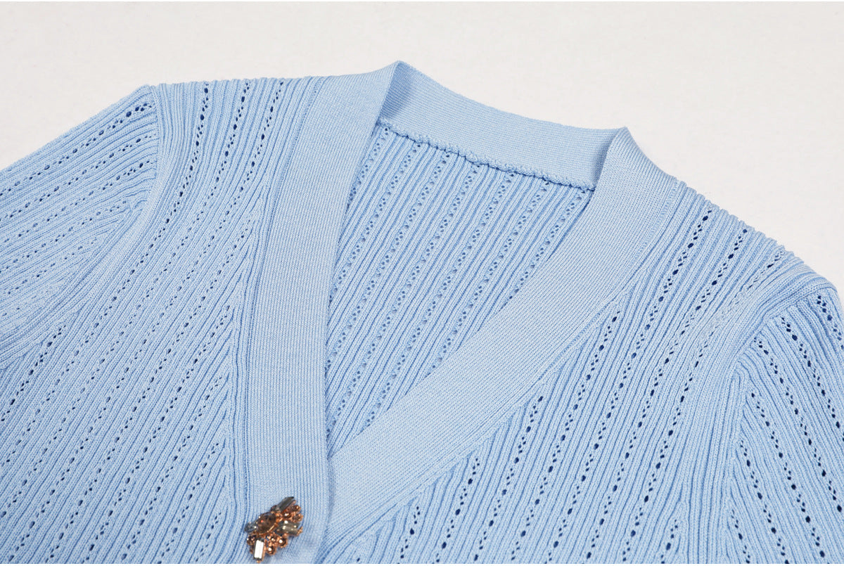 Short Sleeve Knit Top Skirt Set