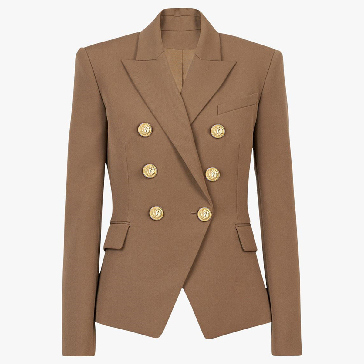 Classic Peak Collar Double Breasted Blazer Jacket