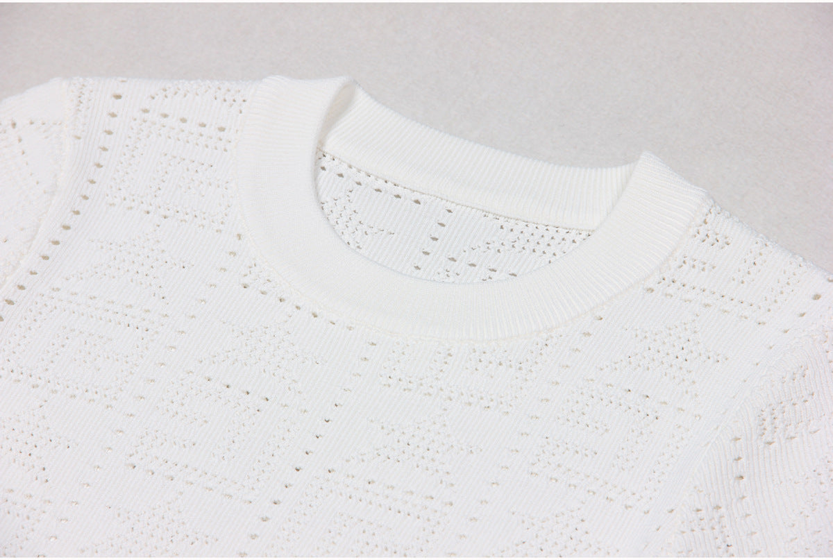 Pattern Knit Crop Sweater Top