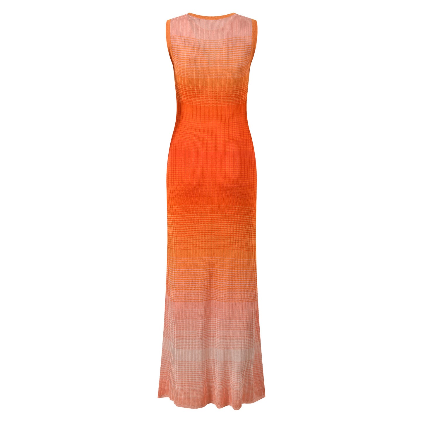Gradual Color Round Neck Sleeveless Maxi Dress