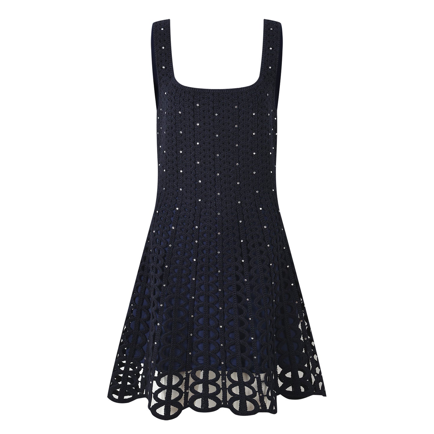 Crystal Crochet Knit Mini Dress
