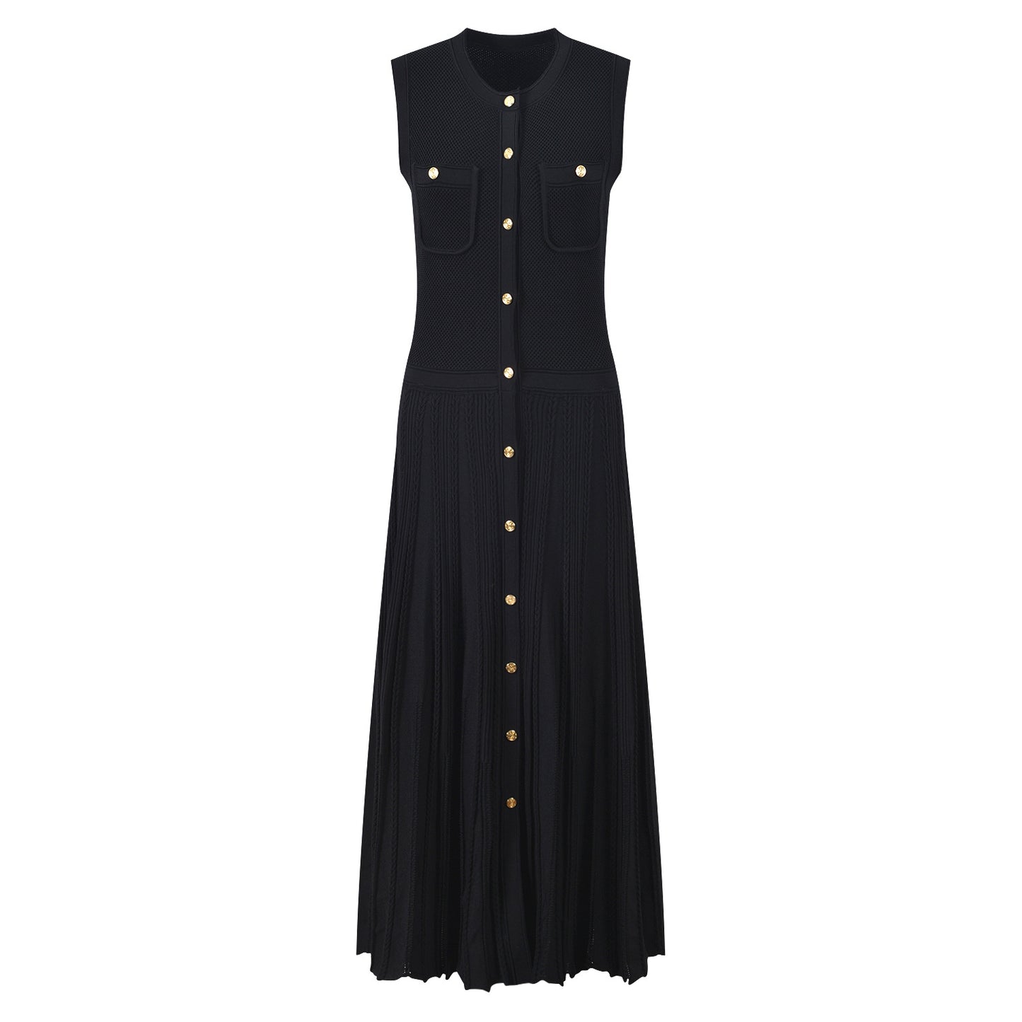 Round Neck Sleeveless Knitted Dress