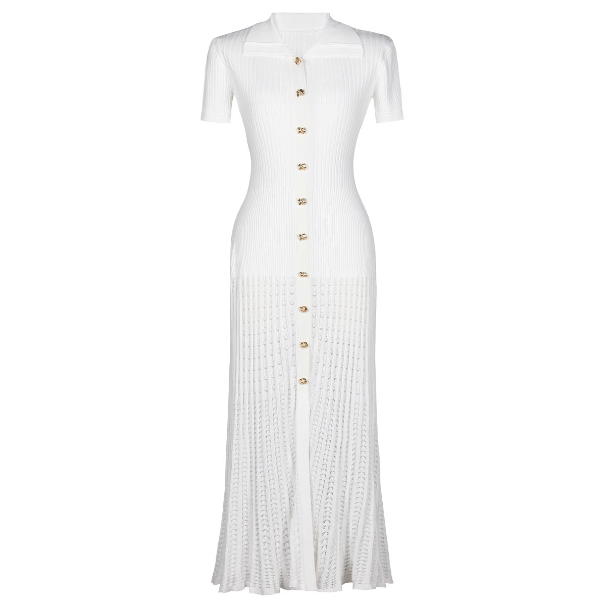 Short-sleeved Knit Midi Dress