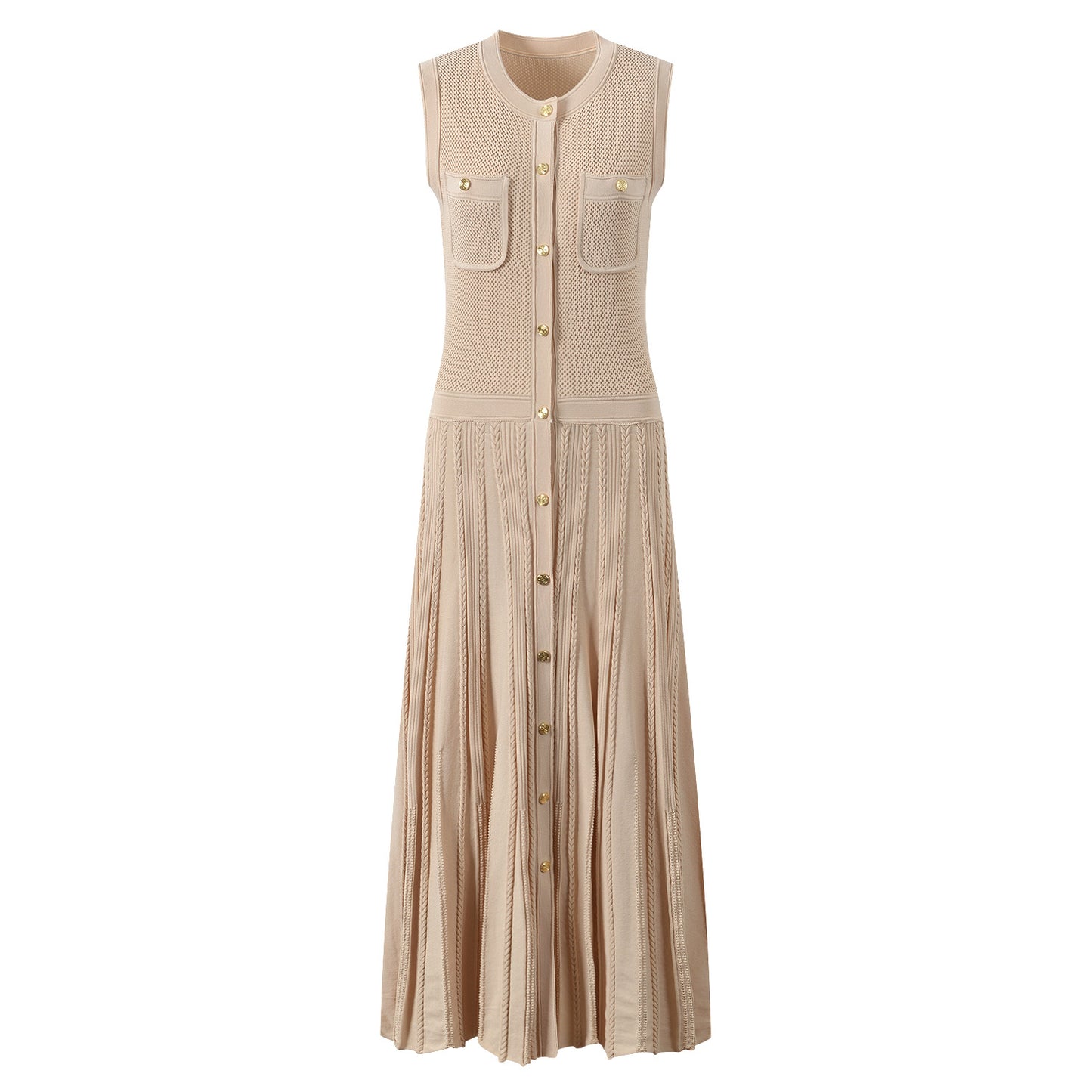 Round Neck Sleeveless Knitted Dress