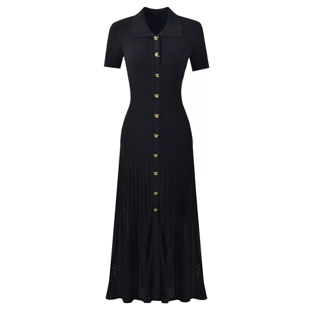 Short-sleeved Knit Midi Dress