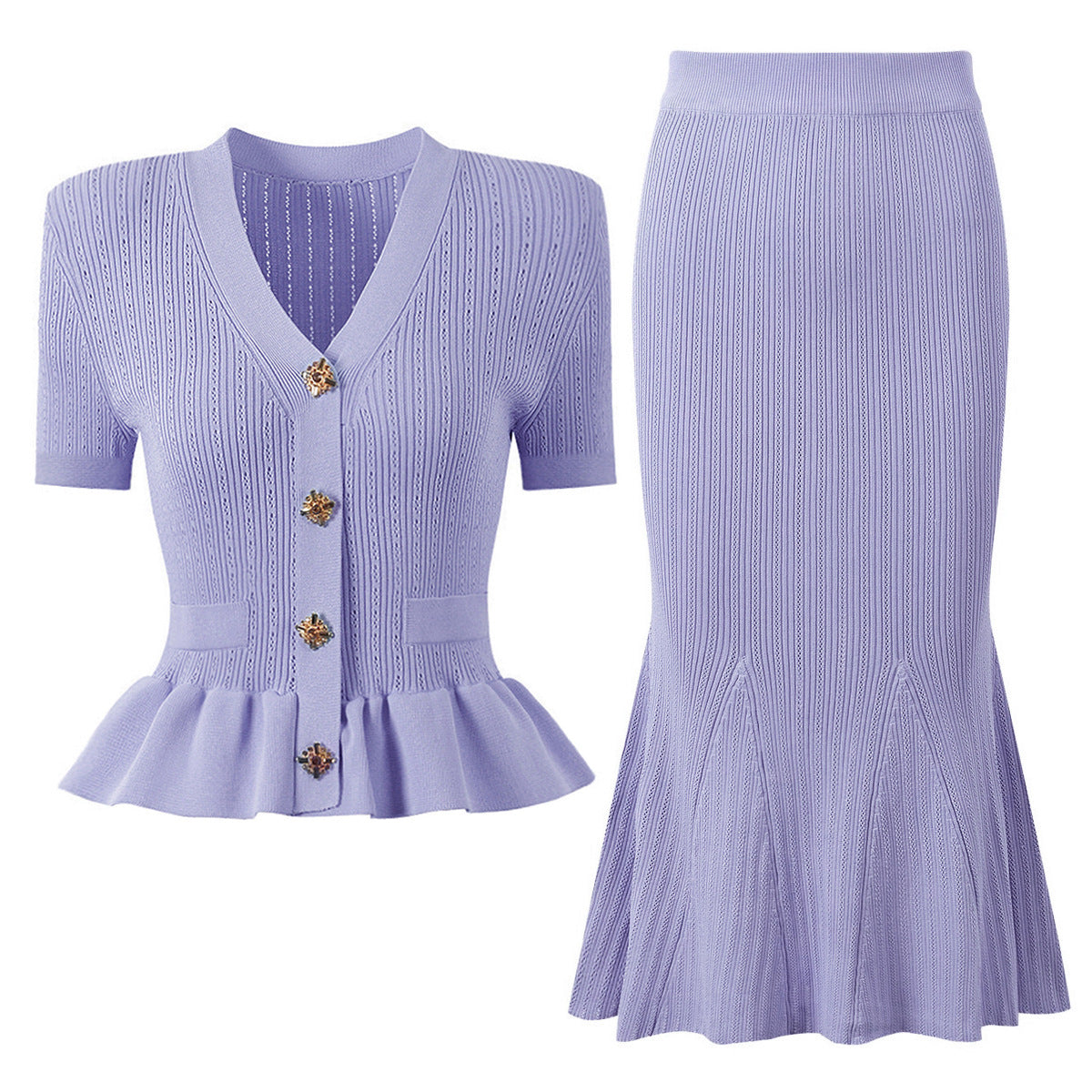 Short Sleeve Knit Top Skirt Set