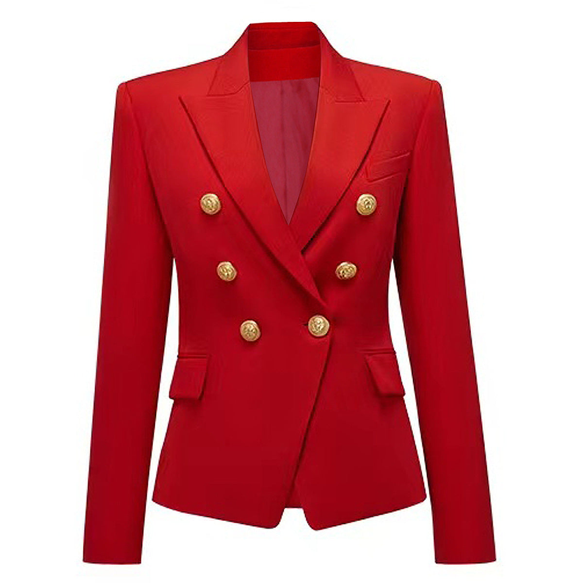 Classic Peak Collar Double Breasted Blazer Jacket
