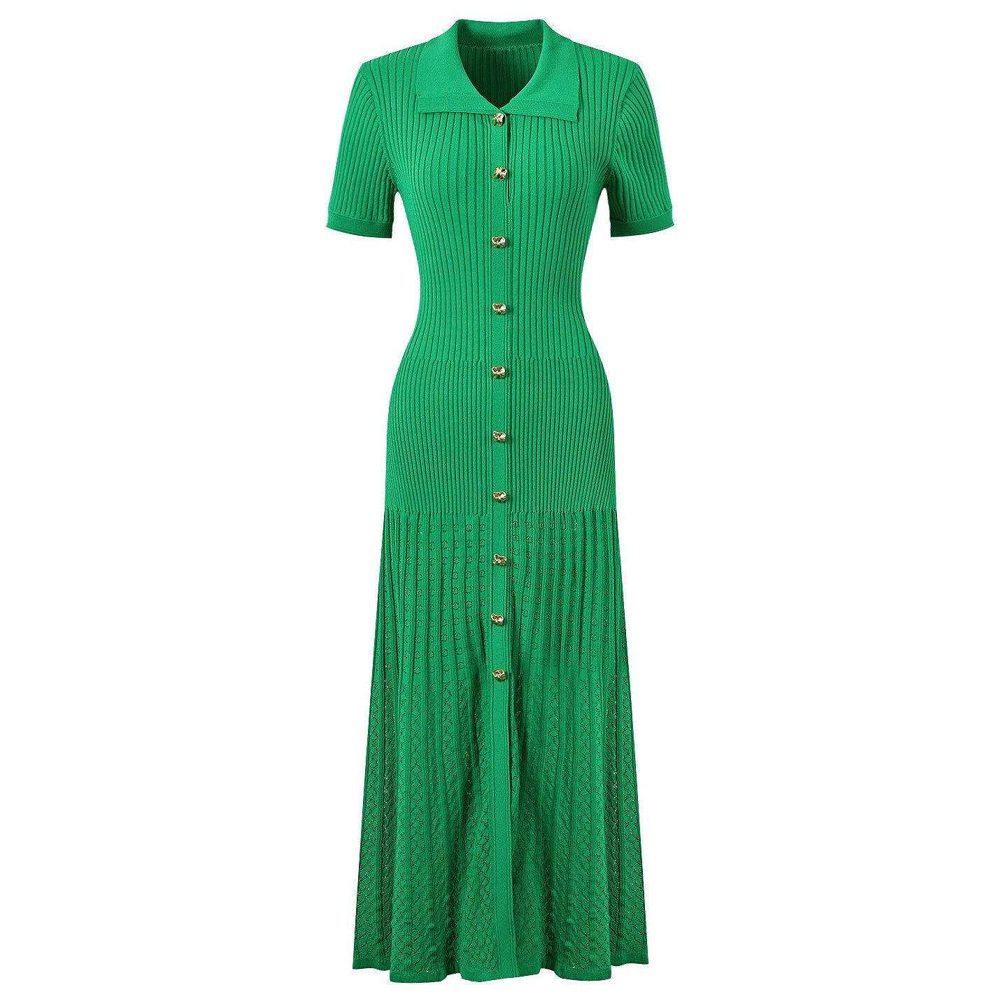 Short-sleeved Knit Midi Dress