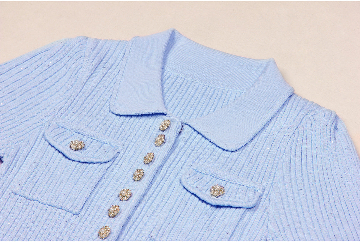 Short Sleeve Knitted Mini Dress