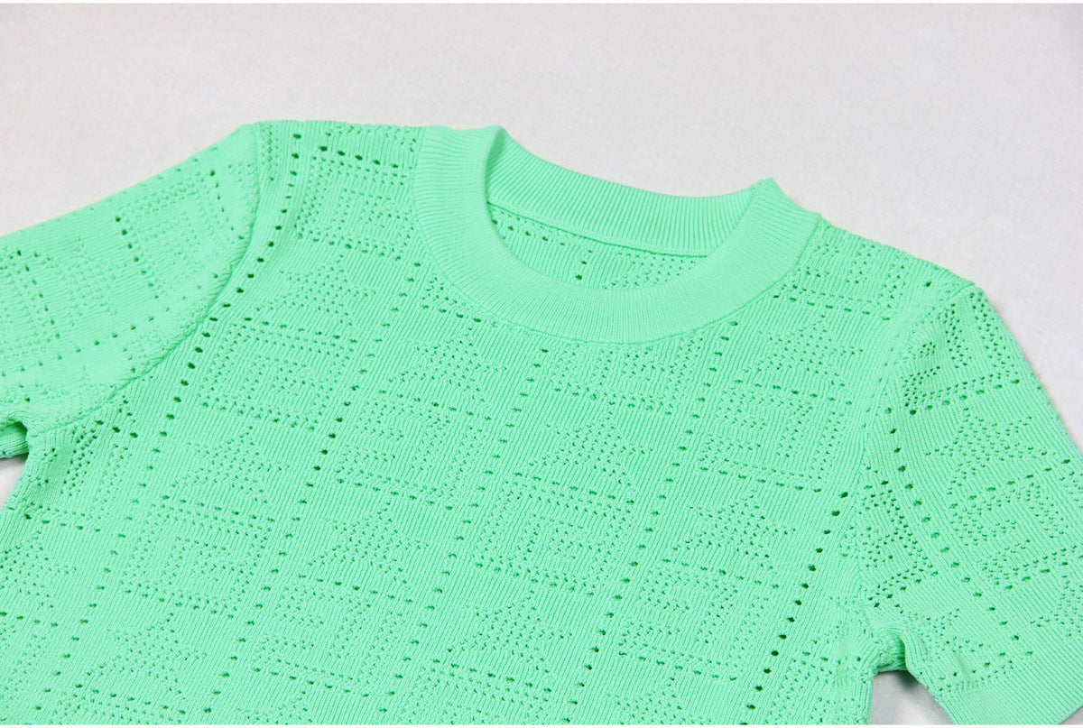 Pattern Knit Crop Sweater Top