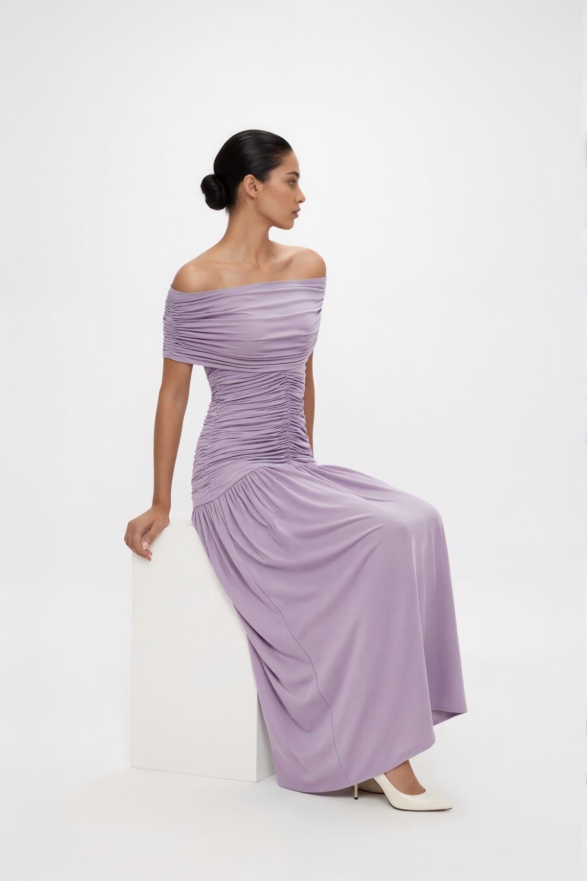Camille Off-shoulder Maxi Dress • Lilac