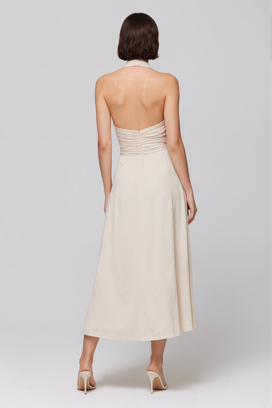 Delphine Halter Neck Midi Dress