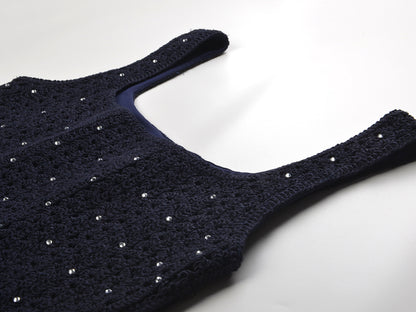 Crystal Crochet Knit Mini Dress
