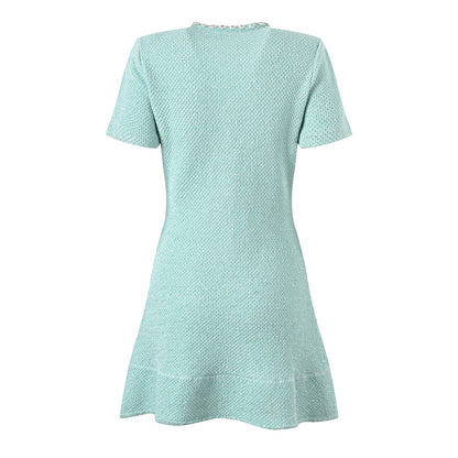Mint Tweed Short Sleeve Dress