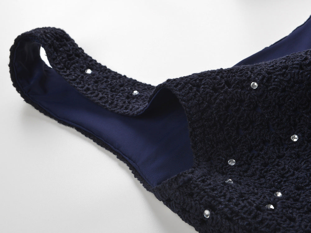 Crystal Crochet Knit Mini Dress