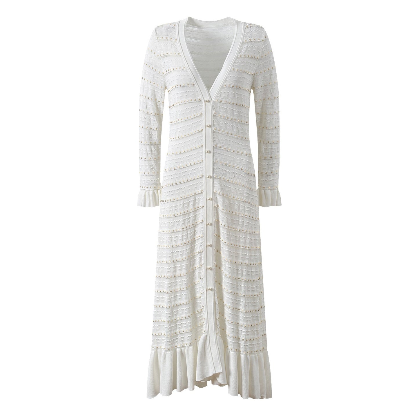 Flared Sleeves Knit Midi Dress