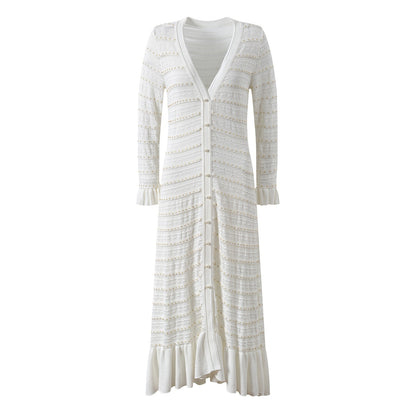 Flared Sleeves Knit Midi Dress