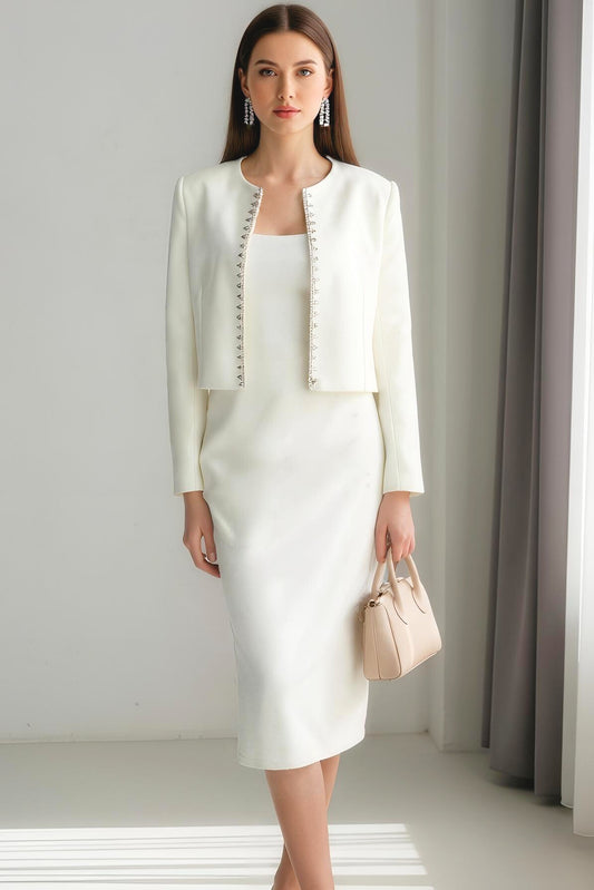 Aurelia Crystal Edge Power Cropped Blazer