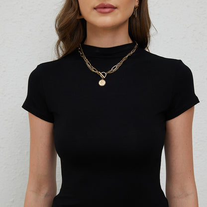 Aperlamiri Short Sleeve Modal T Shirt Mailard Brown Black Basic Crop Top