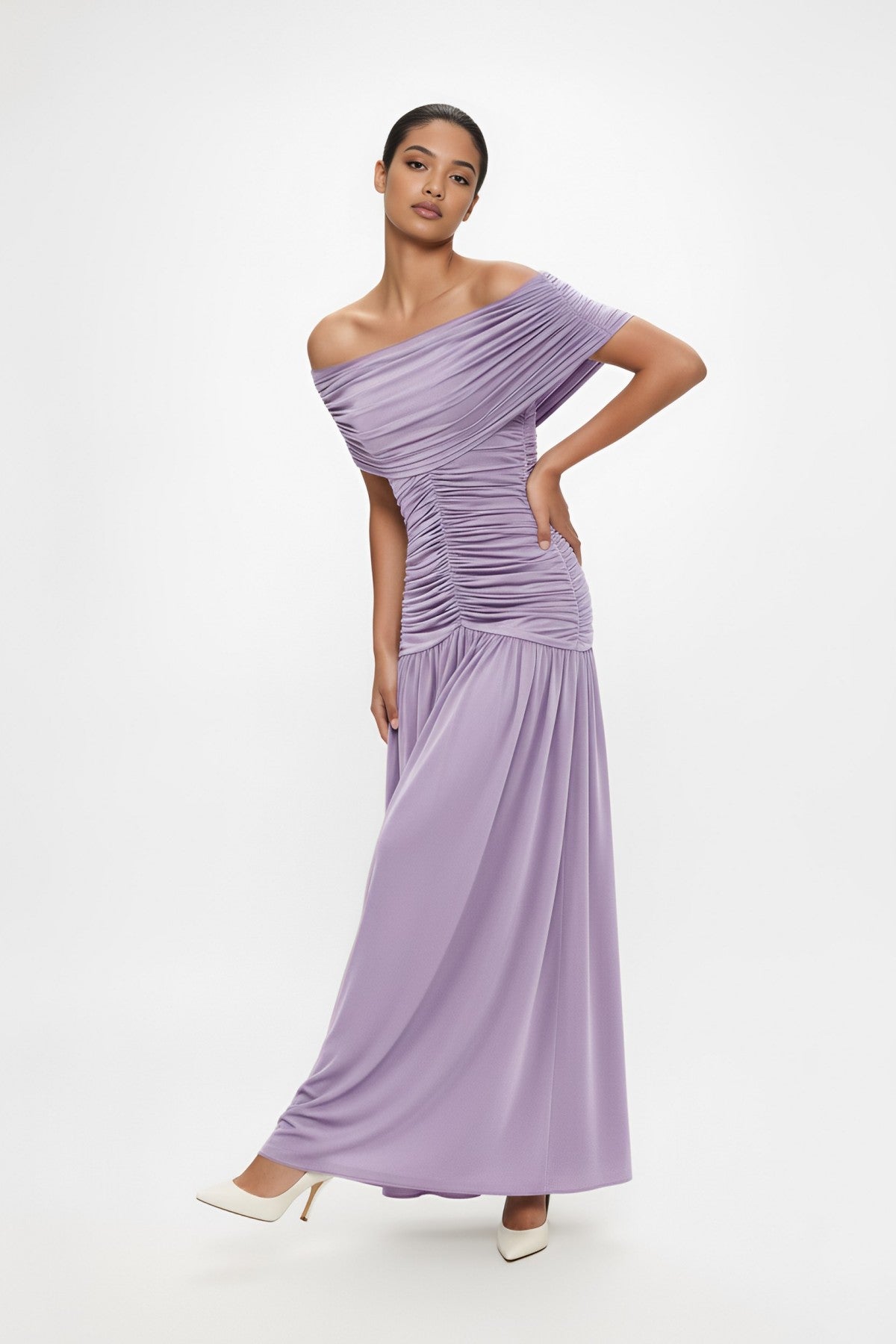 Camille Off-shoulder Maxi Dress • Lilac