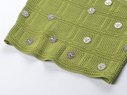 One Shoulder Knitted Top  Skirt Set