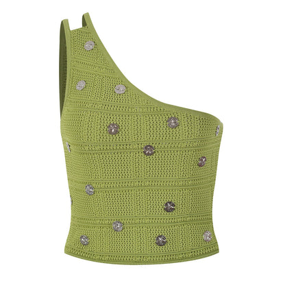 One Shoulder Knitted Top  Skirt Set