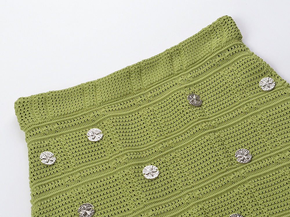 One Shoulder Knitted Top  Skirt Set