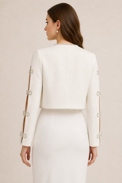 Eira Crystal Crop Jacket • White
