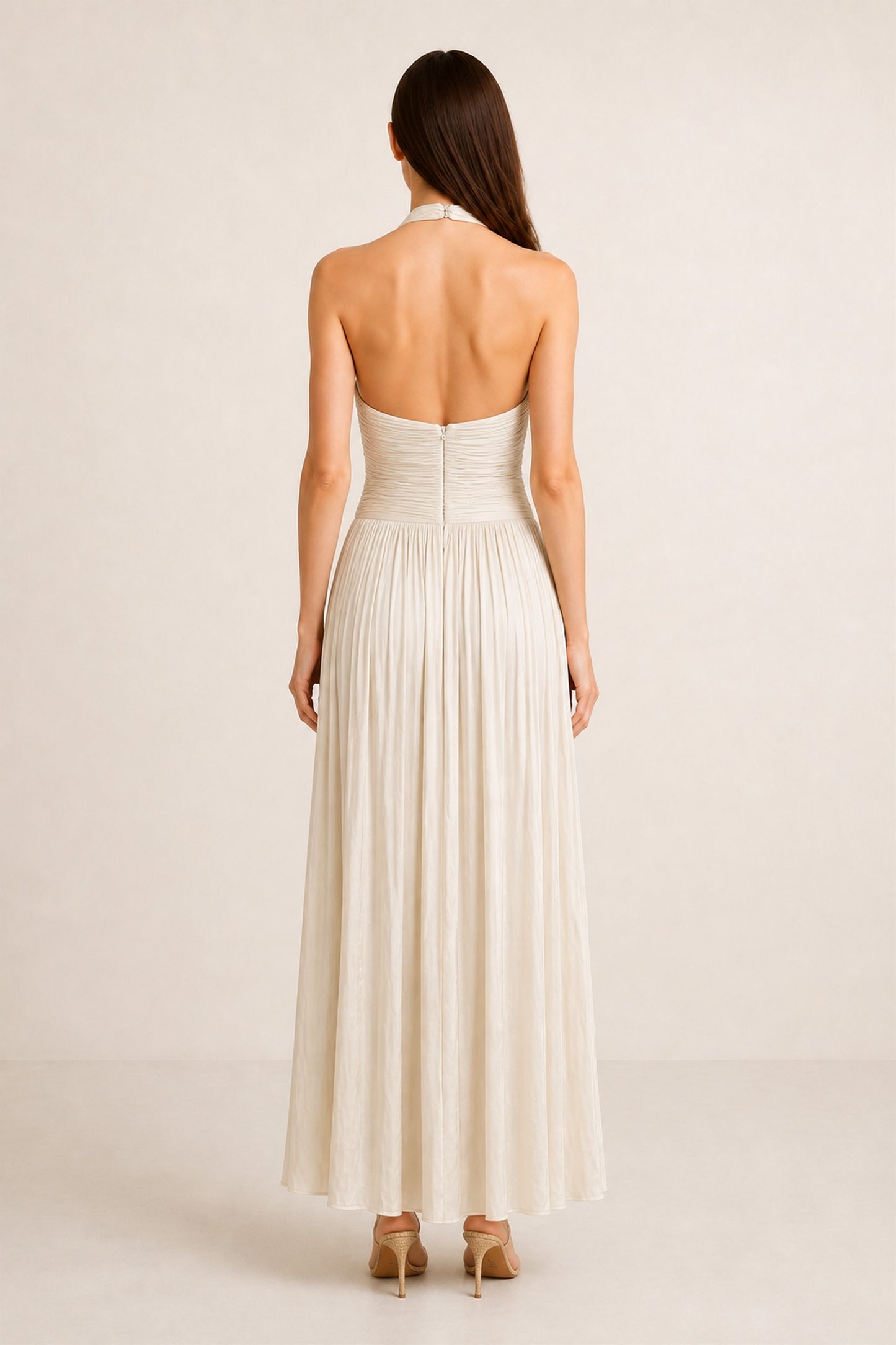 Delphine Twist Halter Maxi Dress • Champagne