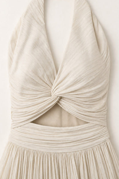 Delphine Twist Halter Maxi Dress • Champagne