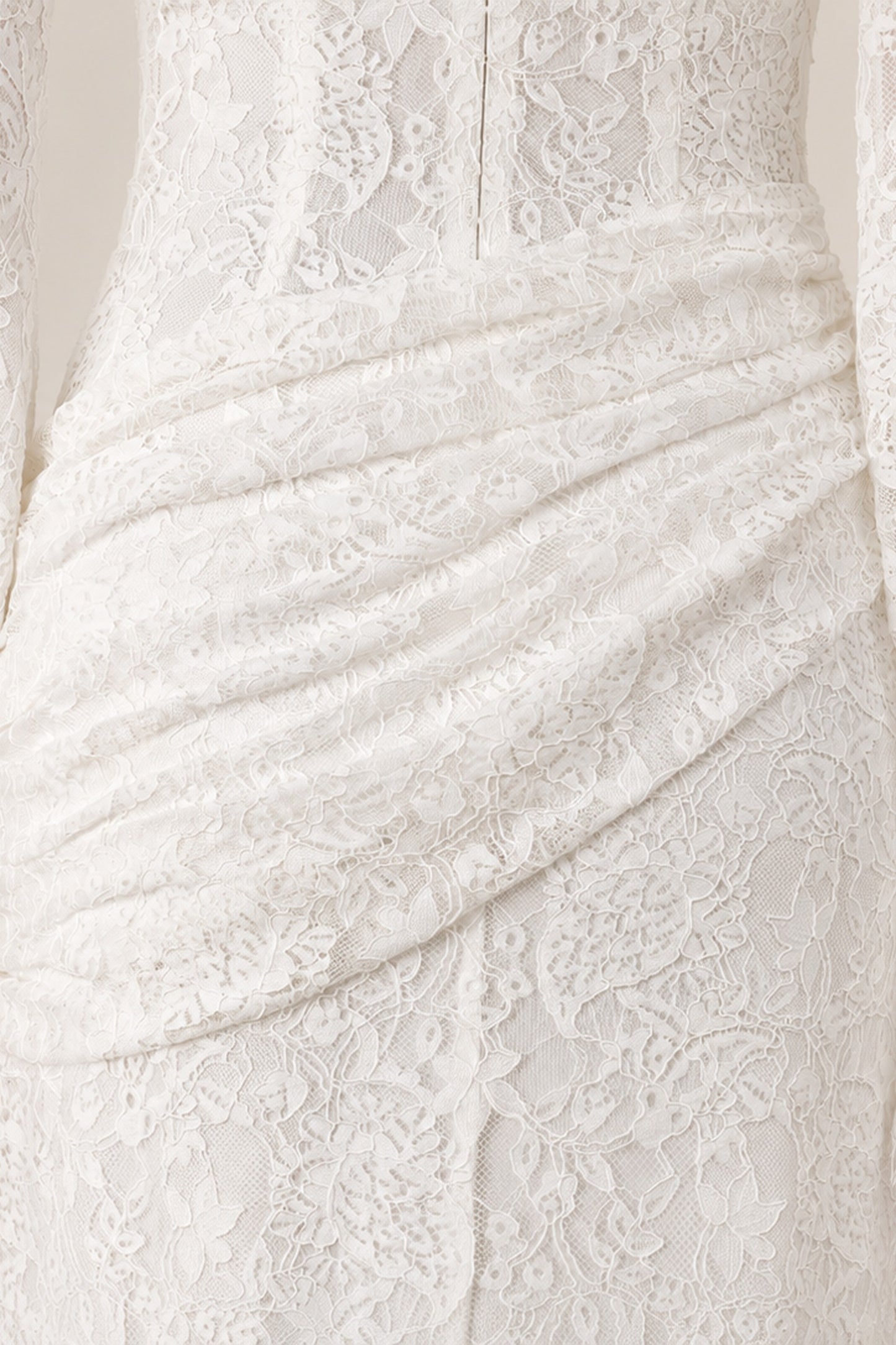 Lilia Asymmetric Drape Lace Maxi Dress • White